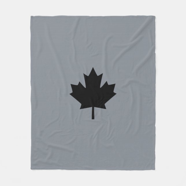 Bold Canadian Black Maple Leaf Fleece Blanket (Front)