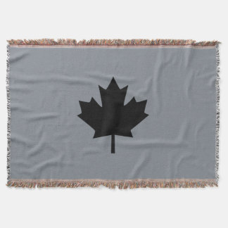 Bold Canadian Black Maple Leaf Throw Blanket