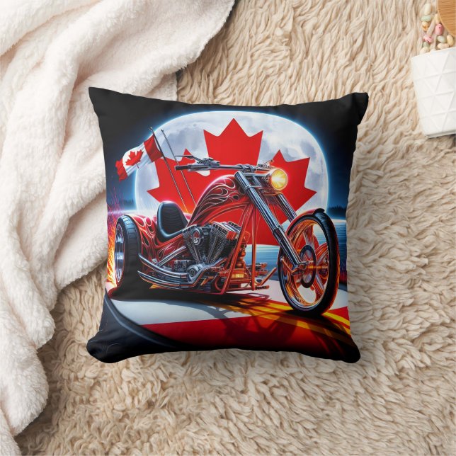 Bold Canadian chopper under a full moon Cushion (Blanket)