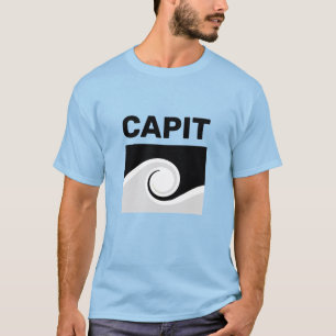 Bold Capit Text & Abstract Waves T-Shirt