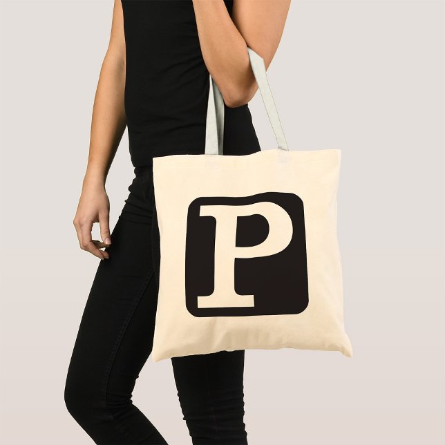 Bold Capital Letter P Monogram Tote Bag (Creator Uploaded)