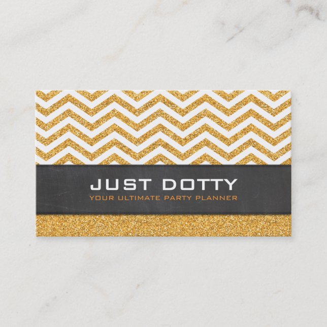 BOLD CARD chevron chalkboard rich gold glitter (Front)