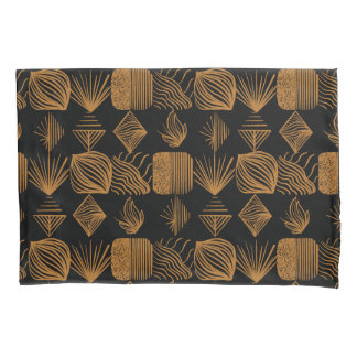 Bold Caribbean Tribal Mudcloth: Black, Gold Pillowcase