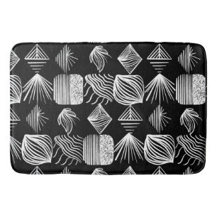Bold Caribbean Tribal Mudcloth – Black & White, Bath Mat