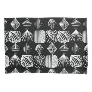 Bold Caribbean Tribal Mudcloth – Black & White,  Pillowcase
