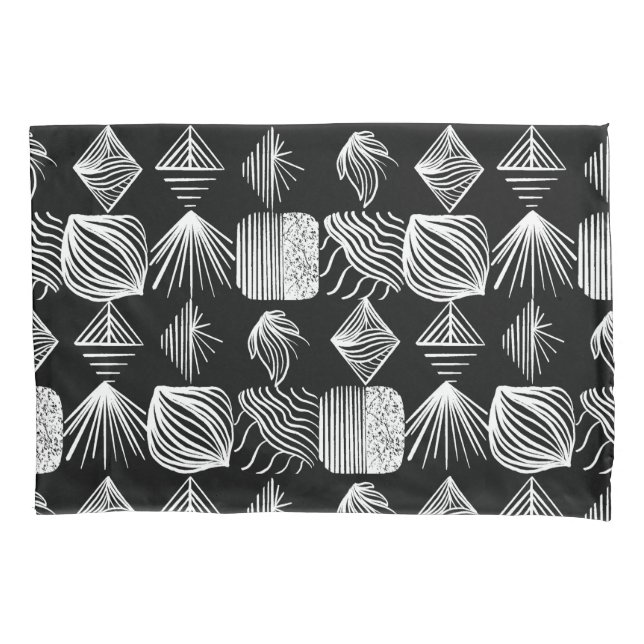 Bold Caribbean Tribal Mudcloth – Black & White,  Pillowcase (Front)