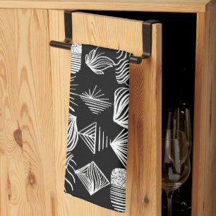 Bold Caribbean Tribal Mudcloth – Black & White, Tea Towel