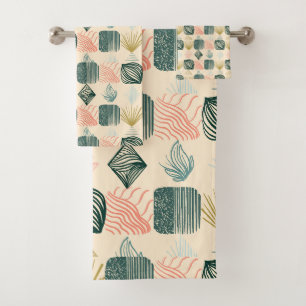 Bold Caribbean Tribal Mudcloth: Boho Buttercream Bath Towel Set