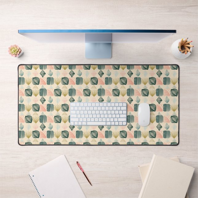 Bold Caribbean Tribal Mudcloth: Boho Buttercream Desk Mat (Office 1)