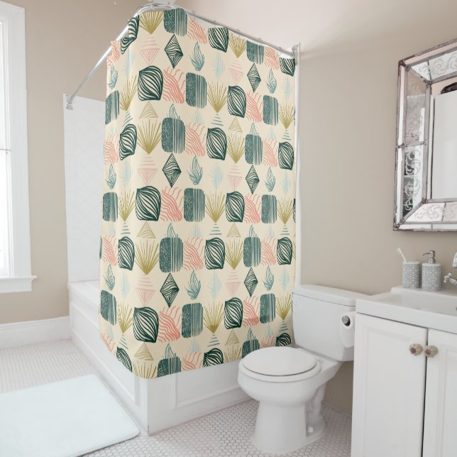 Bold Caribbean Tribal Mudcloth: Boho Buttercream Shower Curtain (In Situ)