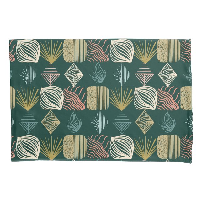 Bold Caribbean Tribal Mudcloth: Boho Teal Pillowcase (Front)
