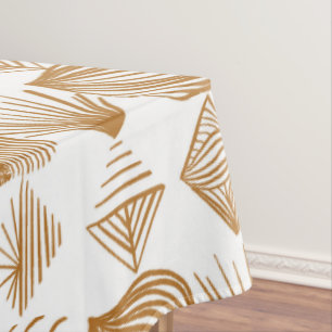 Bold Caribbean Tribal Mudcloth: Gold, White Tablecloth
