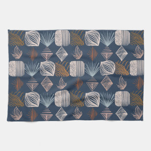 Bold Caribbean Tribal Mudcloth: Navy Blue, Boho Tea Towel