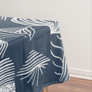 Bold Caribbean Tribal Mudcloth: Navy Blue& White, Tablecloth