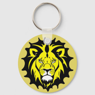Bold Cartoon Lion Head Illustration Key Ring