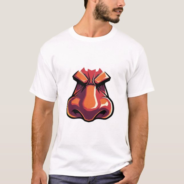 Bold Cartoon Nose Expression – Funny Angry Face  T-Shirt (Front)
