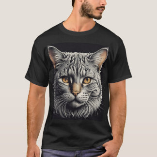 Bold Cat Head Graphic T-Shirt – Stylish & Trendy D