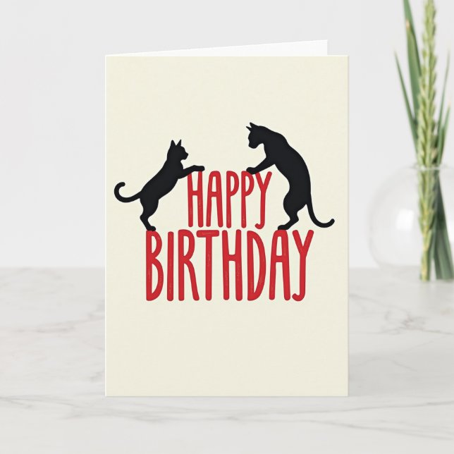 Bold Cat Silhouette Birthday Card (Front)