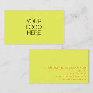 Bold Chartreuse Yellow Orange Logo Professional Business Card