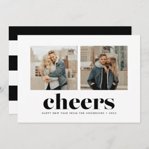 Bold Cheers Two Photo New Year's Card