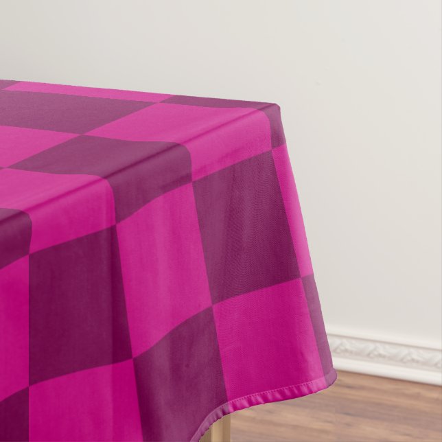 Bold Chequerboard Pattern with Magenta Square Tablecloth (In Situ)