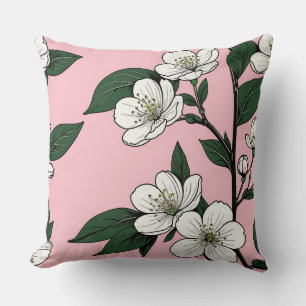 Bold Cherry Blossoms on Pink Cushion