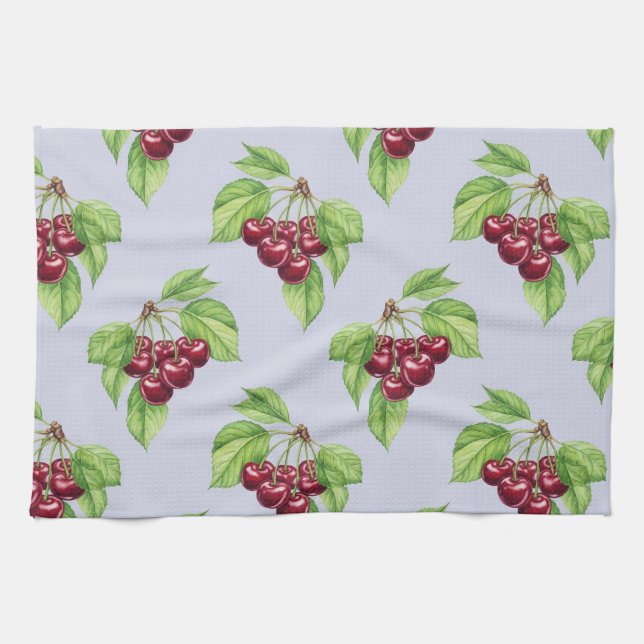 Bold Cherry on Branches by Natasha Us   Tea Towel (Horizontal)