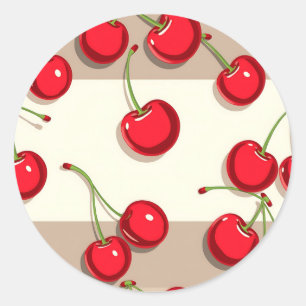 Bold Cherry Pattern Retro Summer Vibes Classic Round Sticker