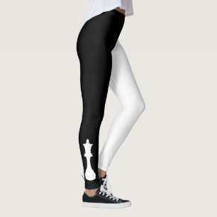 Bold Chess Queen Black and White Leggings
