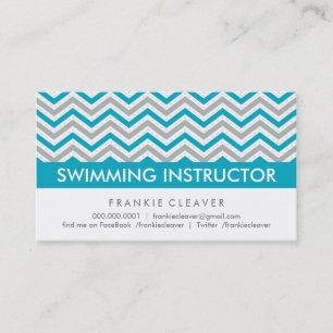 BOLD CHEVRON BUSINESS CARD :: modern aqua blue