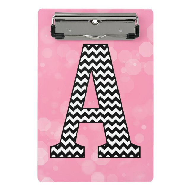 Bold Chevron Letter A on Bubblegum Pink Mini Clipboard (Front)