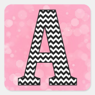 Bold Chevron Letter A on Bubblegum Pink Square Sticker