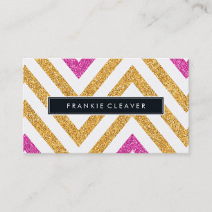 BOLD CHEVRON PATTERN trendy modern gold glitter Business Card