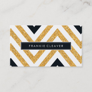 BOLD CHEVRON PATTERN trendy modern gold glitter Business Card