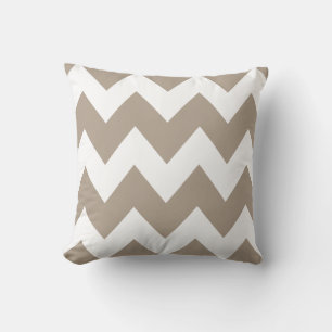 Bold Chevron Zigzag Pattern Beige White Cushion