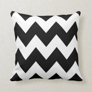 Bold Chevron Zigzag Pattern Black White Cushion