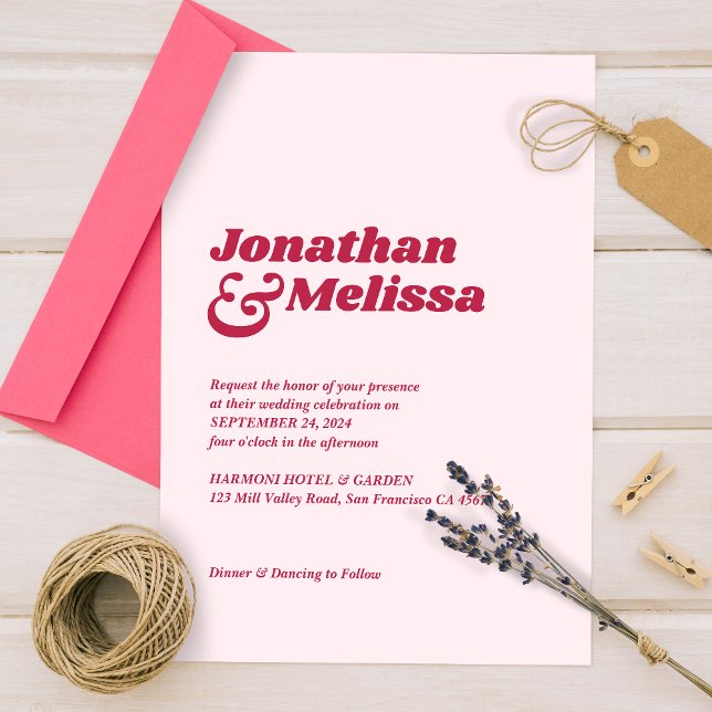 Bold Chic Retro Viva Magenta Pink We Do Wedding  Invitation (Creator Uploaded)