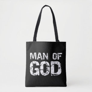 Bold Christian Quote for Men Faith Saying Gift Man Tote Bag