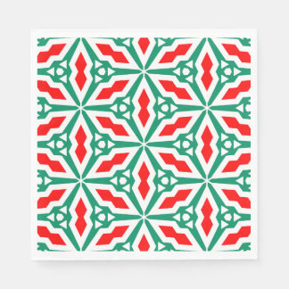 Bold Christmas Red and Green Snowflake Star Napkin