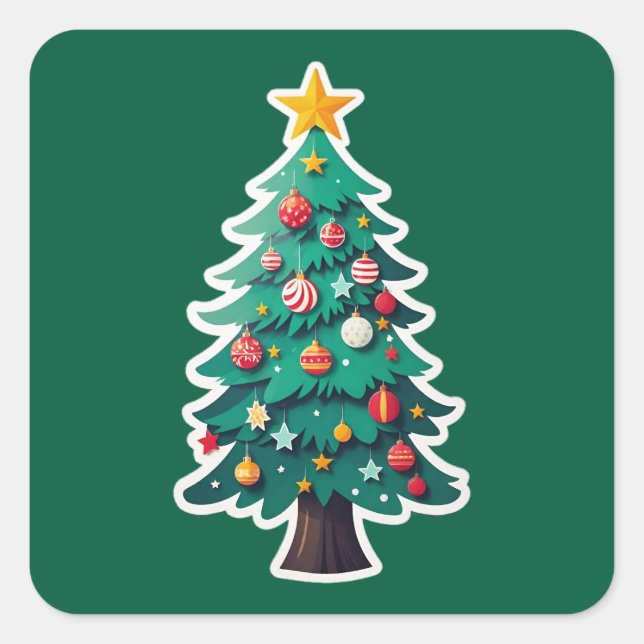 Bold Christmas Tree Square Sticker (Front)
