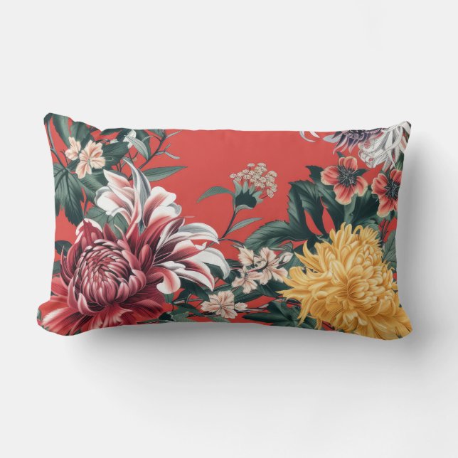 Bold Chrysanthemum  Lumbar Cushion (Front)