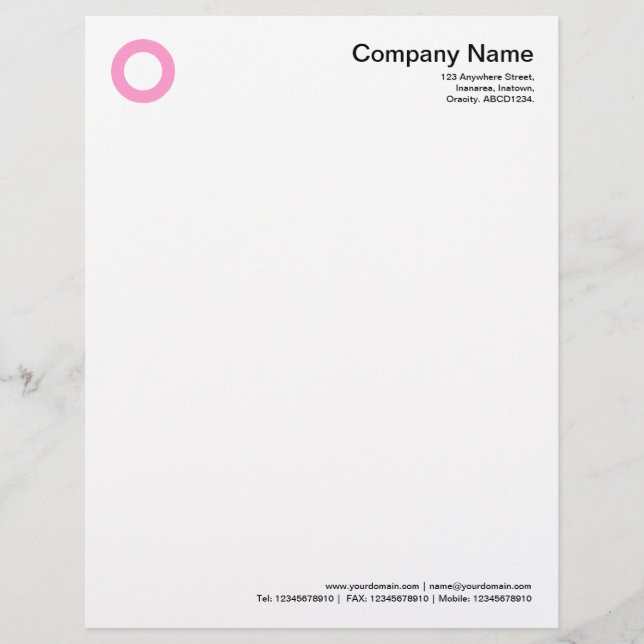 Bold Circle - Pink Custom Letterhead (Front)