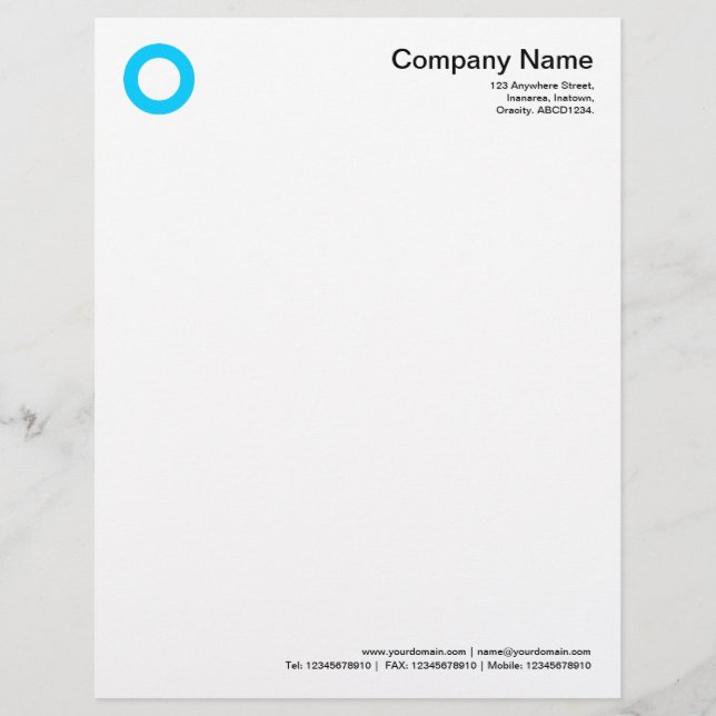 Bold Circle - Sky Blue Customized Letterhead (Front)