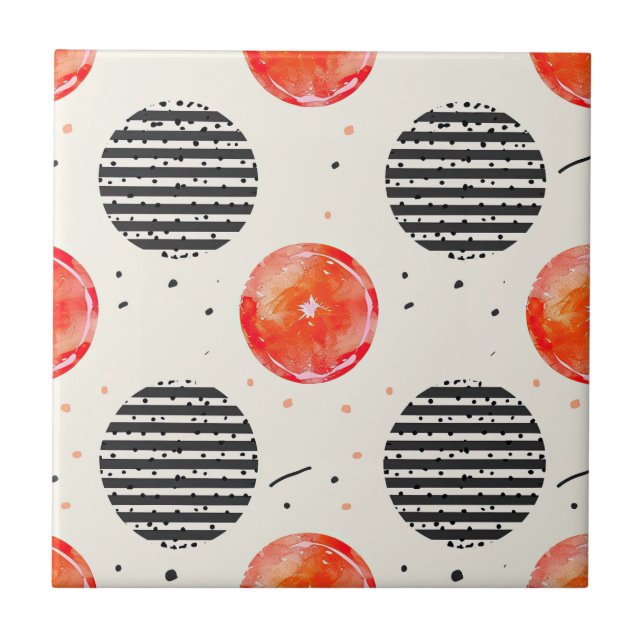 Bold Citrus Slice Stripes (10) Ceramic Tile (Front)