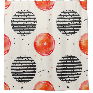 Bold Citrus Slice Stripes (10) Shower Curtain