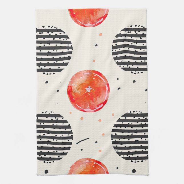 Bold Citrus Slice Stripes (10) Tea Towel (Vertical)