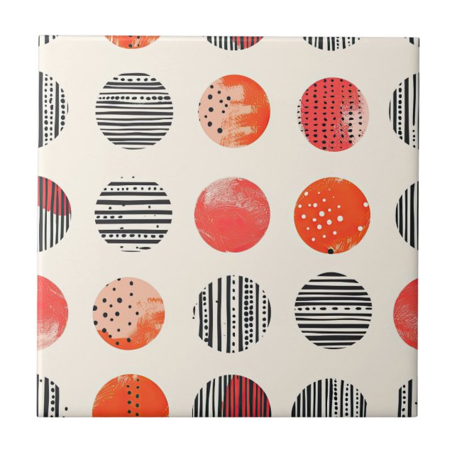 Bold Citrus Slice Stripes (11) Ceramic Tile (Front)