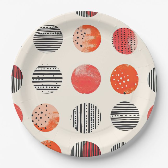 Bold Citrus Slice Stripes (11) Paper Plate (Front)