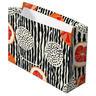 Bold Citrus Slice Stripes (1) Large Gift Bag