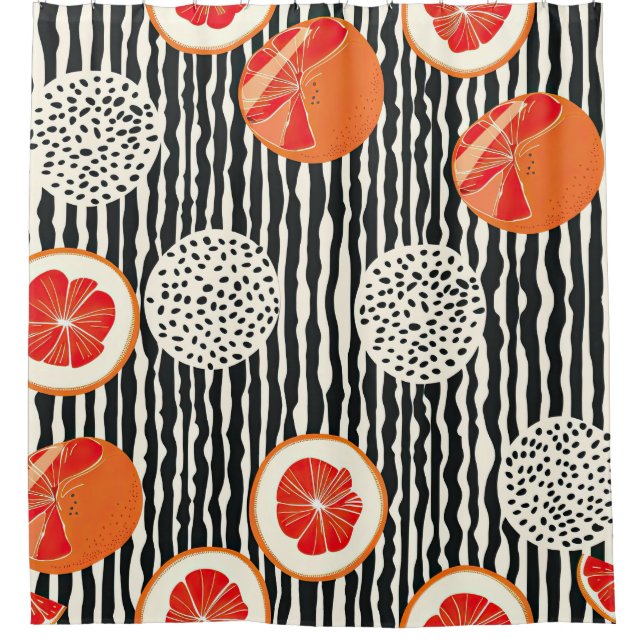 Bold Citrus Slice Stripes (1) Shower Curtain (Front)